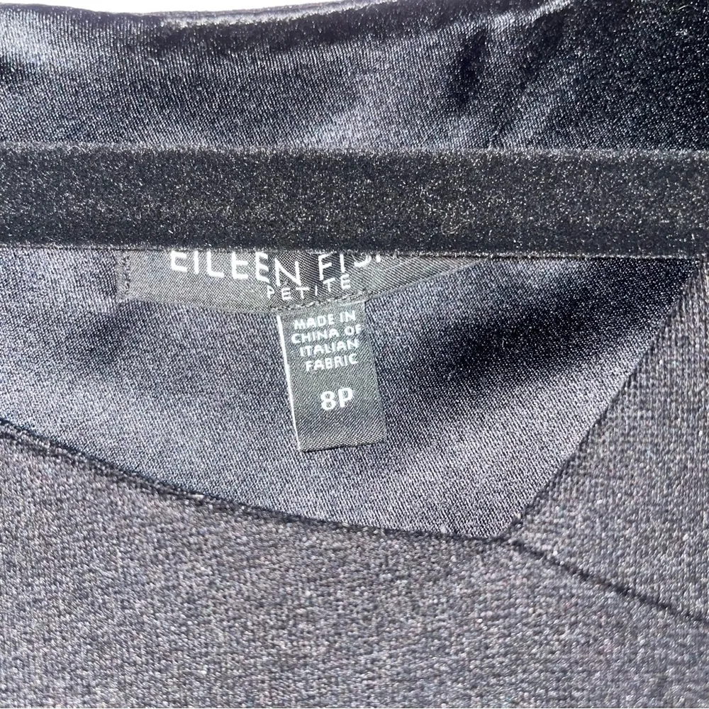 Eileen Fisher Size 8P Black Sheath Dress Knee Length Minimalist Office Capsule - Image 4