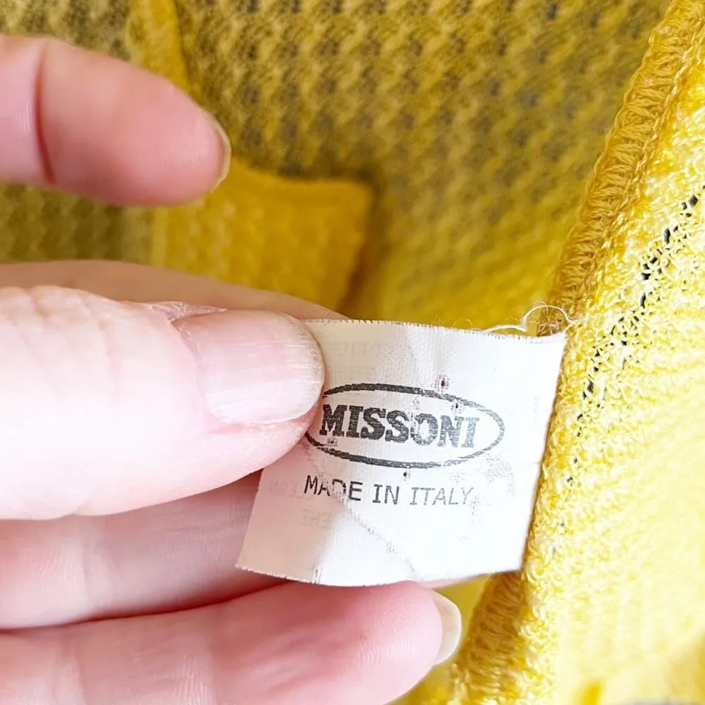 Missoni Vintage Cotton Lightweight Double Button Blazer Jacket Yellow 12 - Image 6