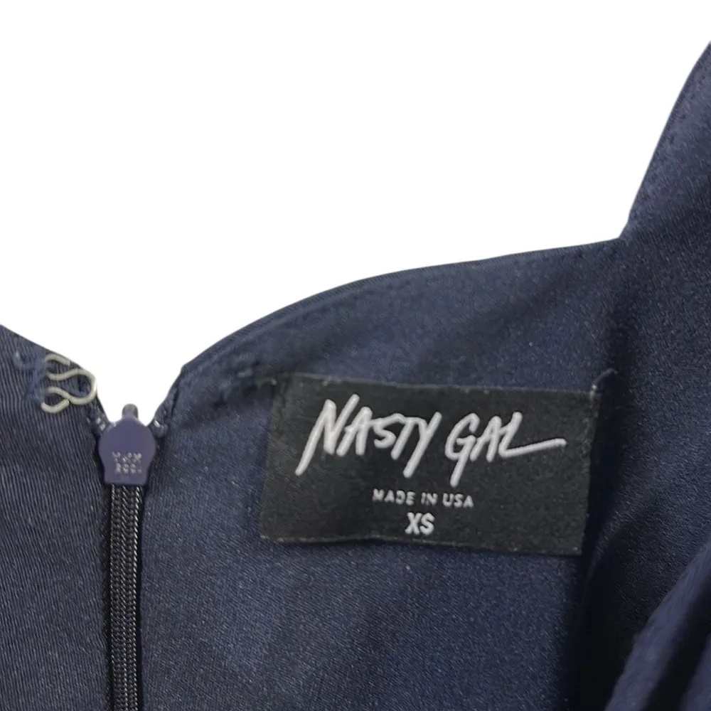 Nasty Gal Navy Blue Im Yours Scalloped Flirty Lined Pocket Mini Dress Womens XS - Image 12