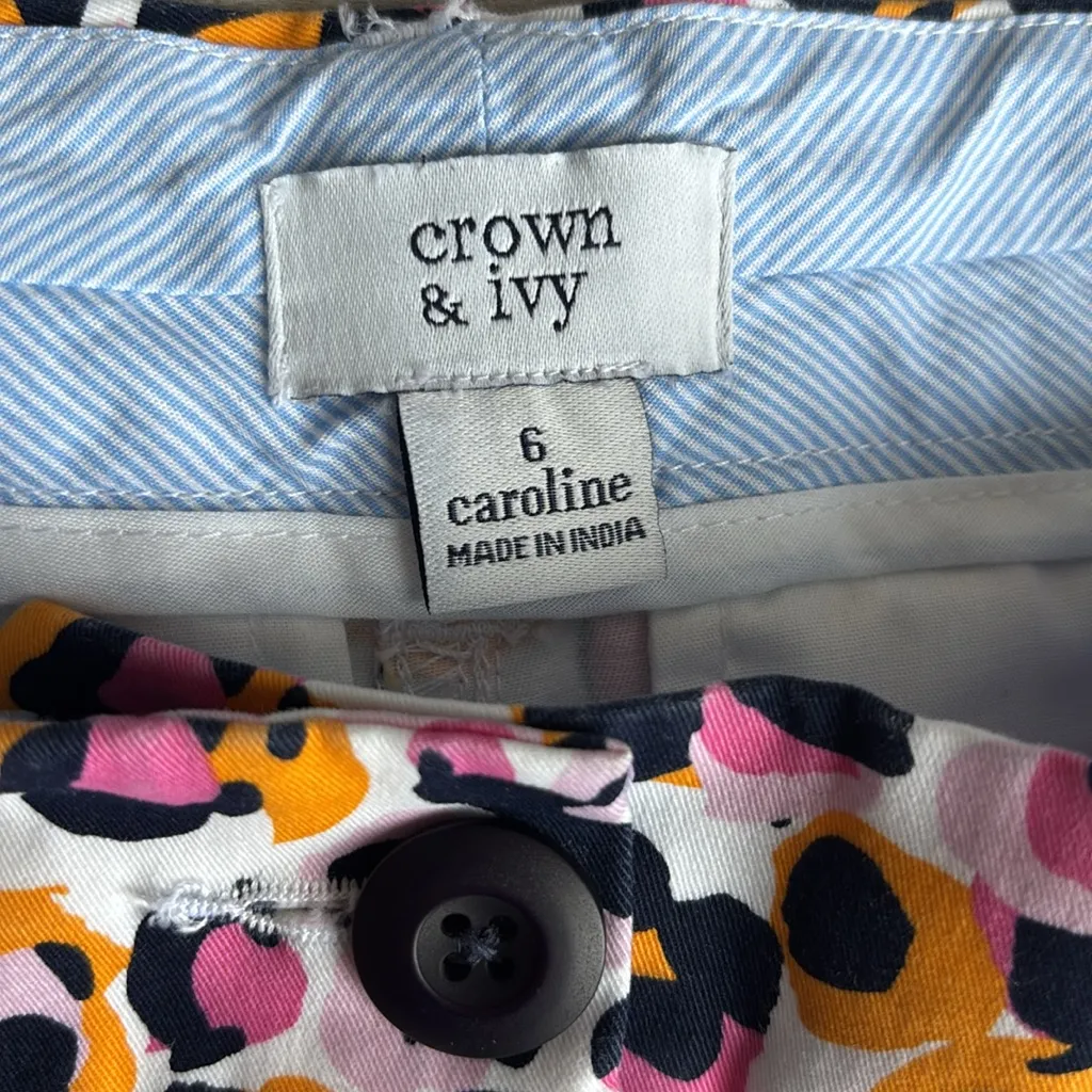 J. Crew Pink and Orange Leopard Print Women's Shorts - Image 2