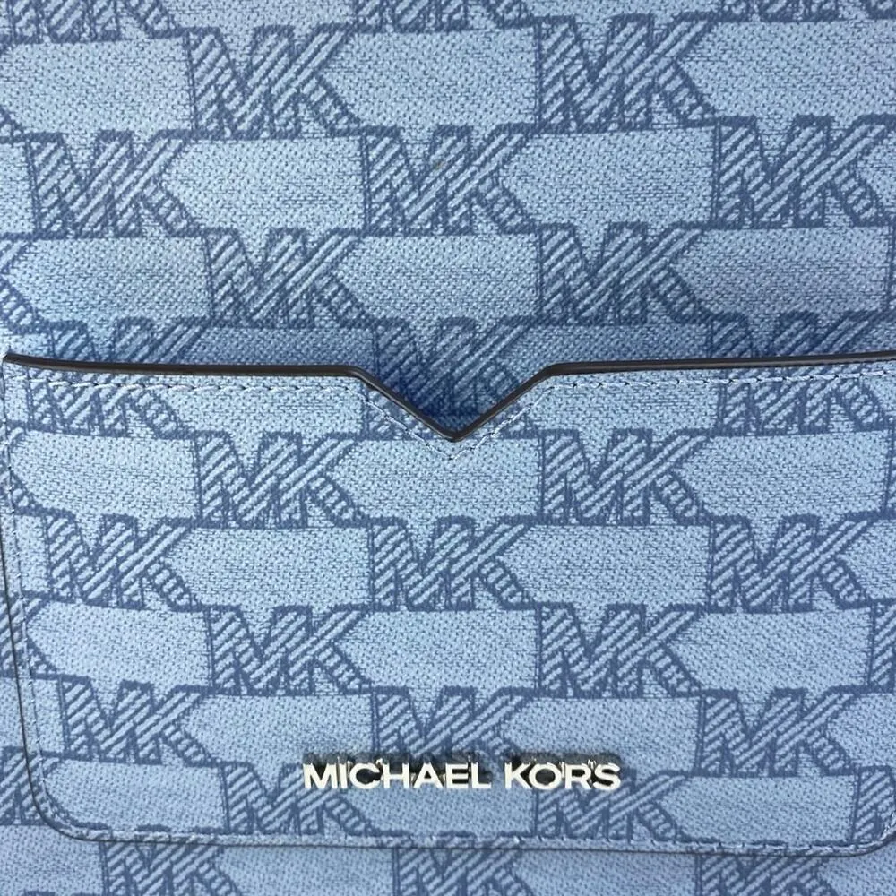 NEW Michael Kors Jet Blue MK Signature 2 In 1 Card Case Wristlet Clutch Bag - Image 5