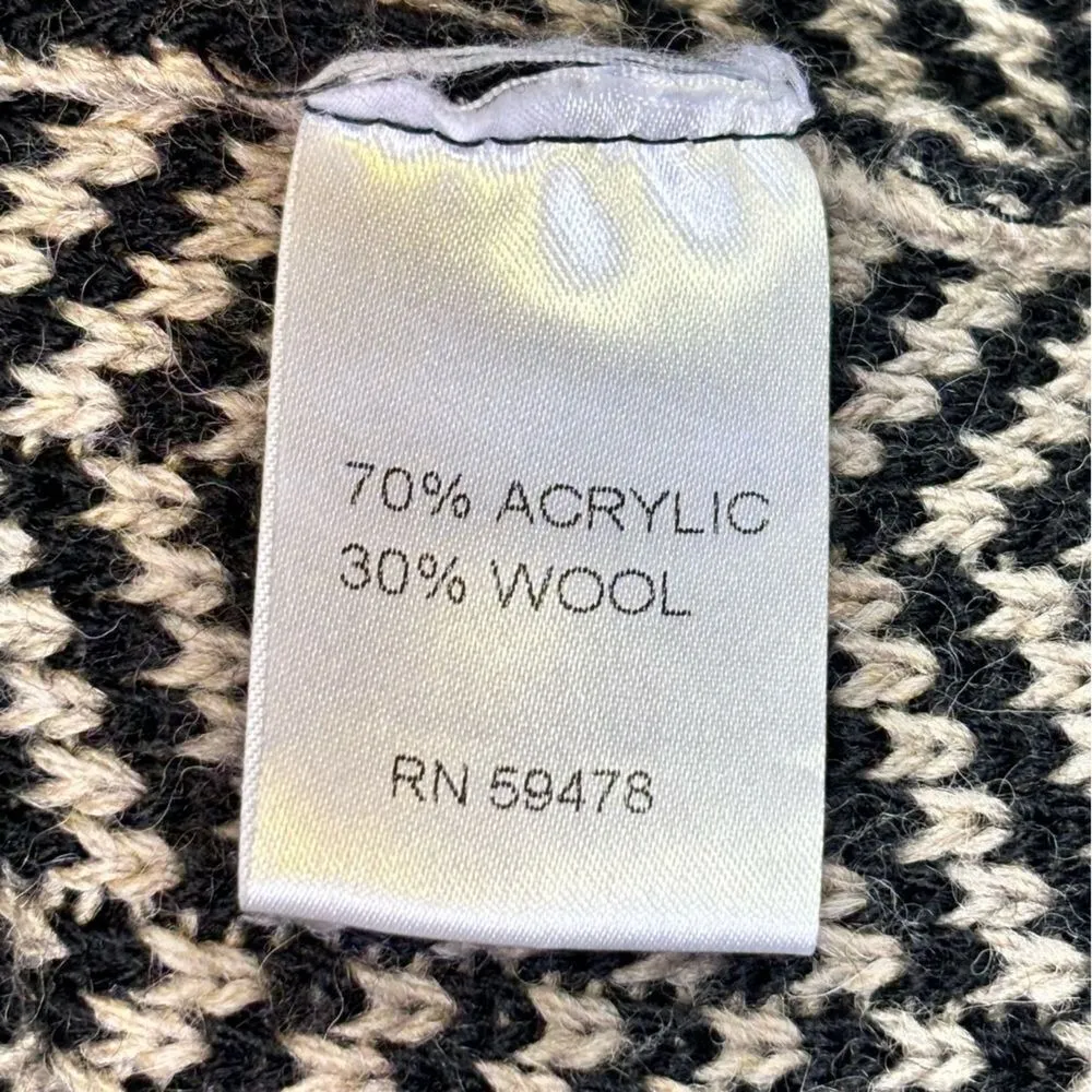 Cocogio Women's Knit Wool Blend Herringbone LongLine Open Front Cardigan L Black Size L - Image 6