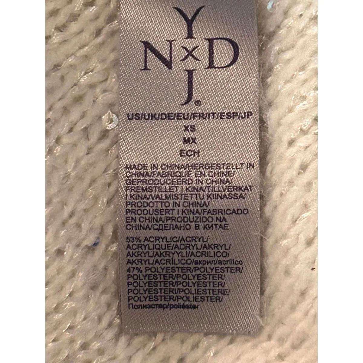 NYDJ Womens White Sequin Knit Sweater Size XS Metallic Sequin - Image 6