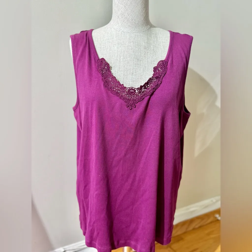 Lauren Ralph Lauren Women's Ribbed Lace Knit Tank Top Purple Blue Size 3X Bundle - Image 2