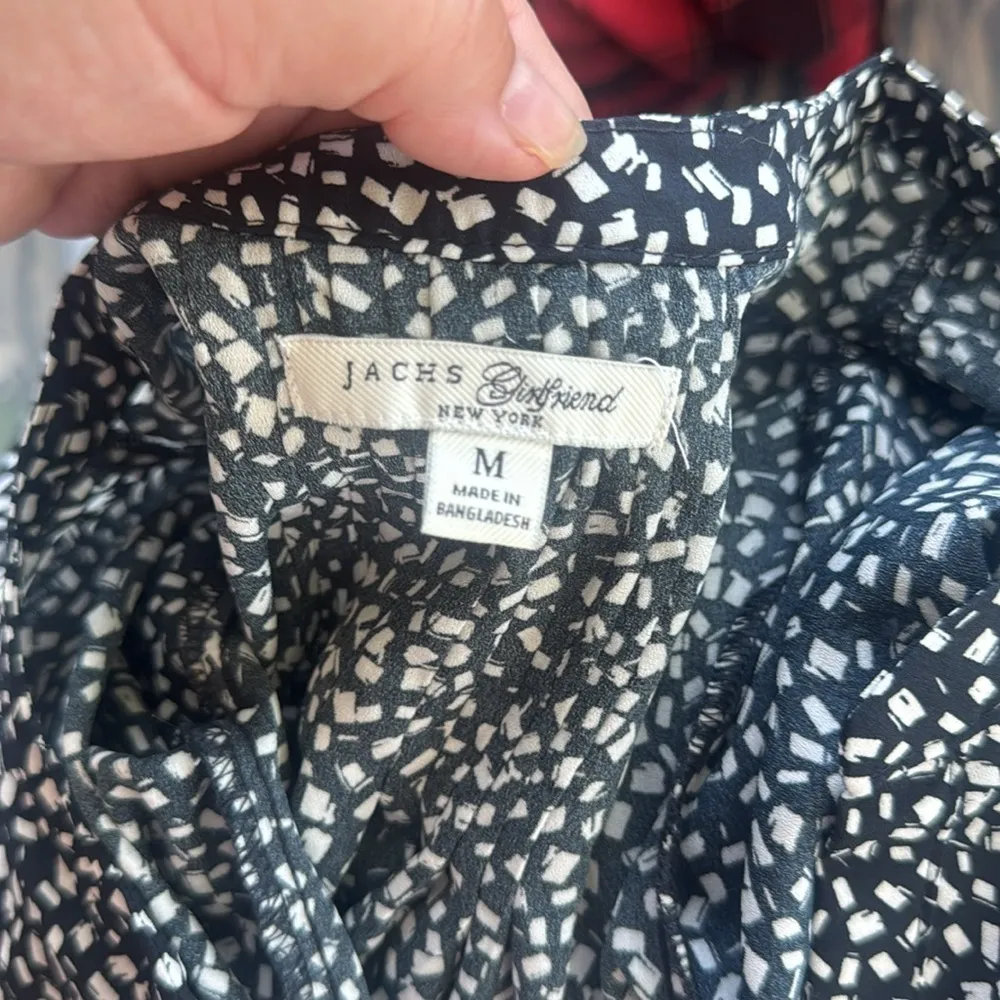 Jach’s Girlfriend 3/4 Sleeve Polka Fit Blouse Black White Medium - Image 7