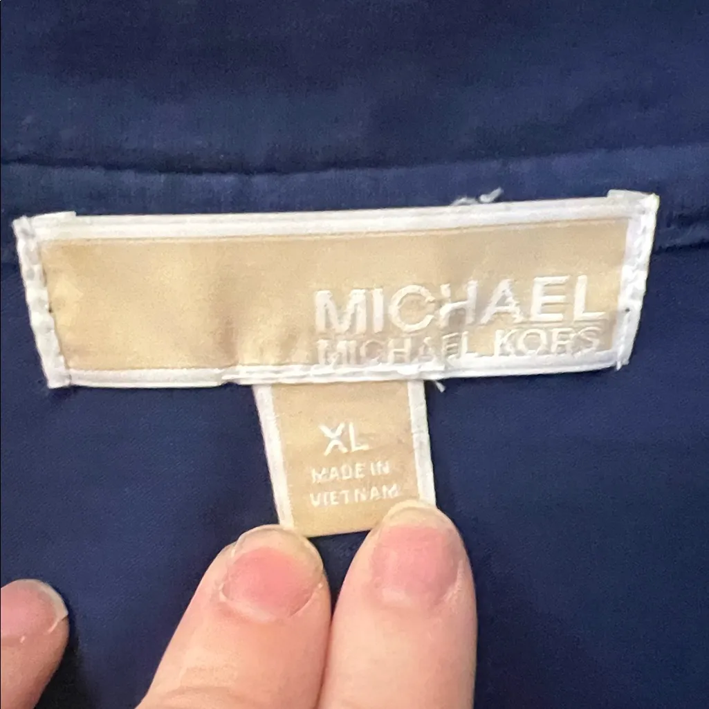 Michael Kors Royal Blue Zip-Up Short Sleeve Top - Image 2
