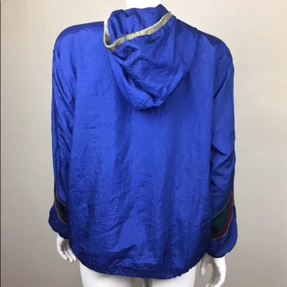 Vintage 80s Active Club Color Block Windbreaker‎ Blue Size M - Image 3
