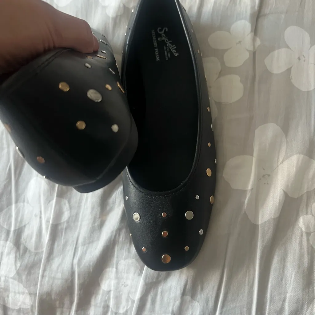 Seychelles Anthropologie black Jamie square toe flats shoes - Image 5