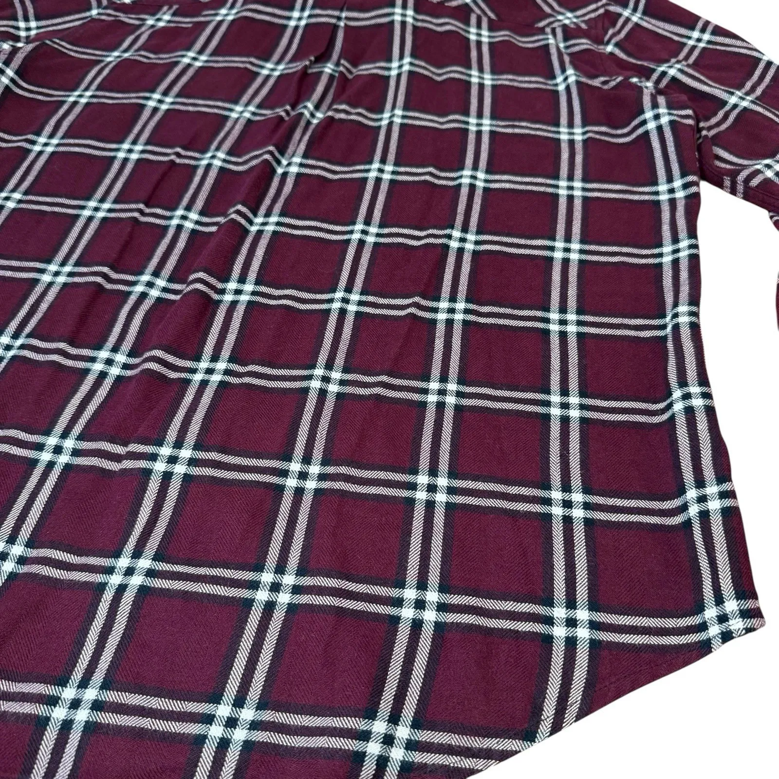 Rails‎ Plaid Button Down Flannel Shirt Top Women's Large Burgundy Relaxed - Image 8