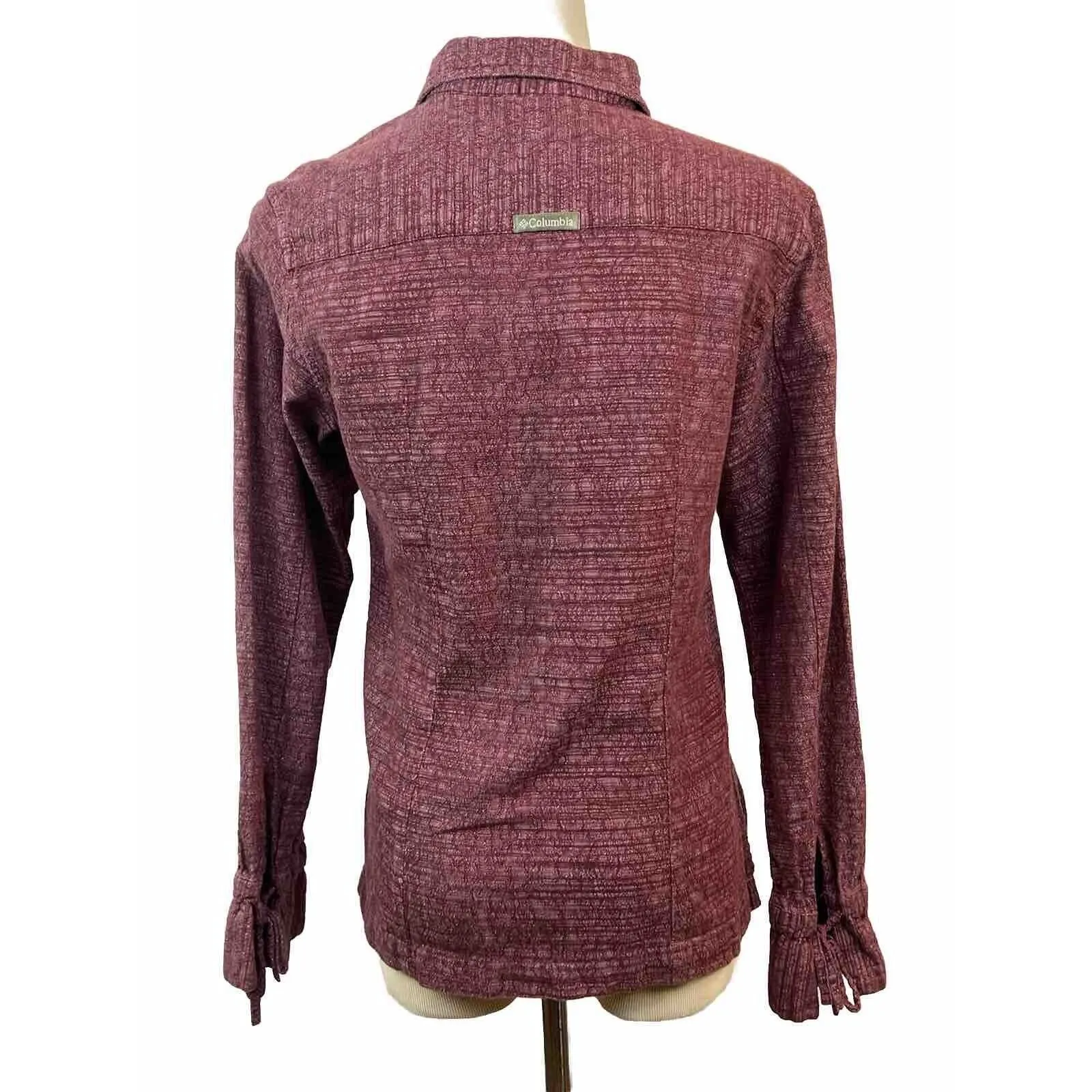 Columbia Womens‎ Button Front Tie Sleeve Shirt Size Small - Image 4