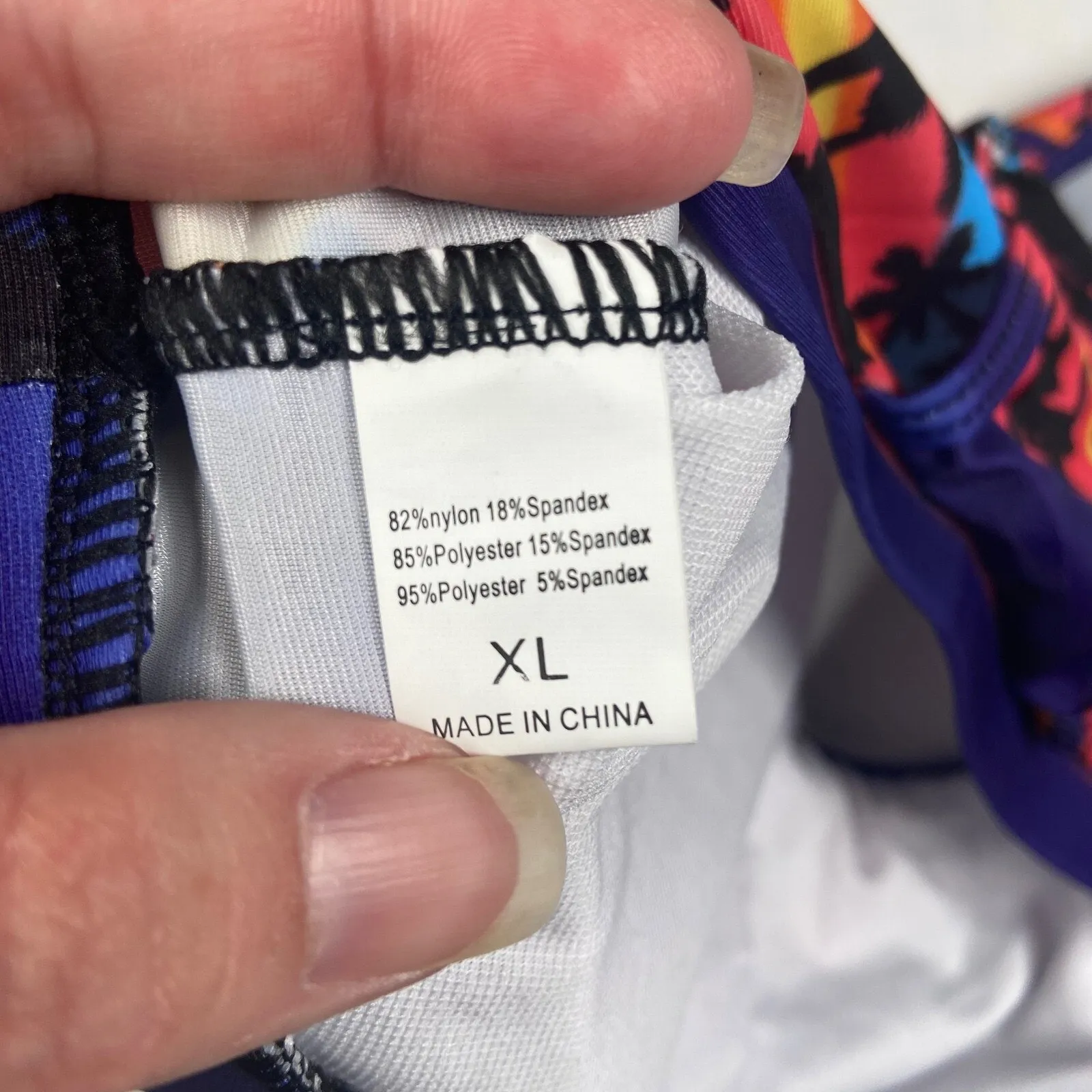 Swimsuit Top Women's Size XL Racerback Padded Bikini Top Palm Tree Sunset - Image 3