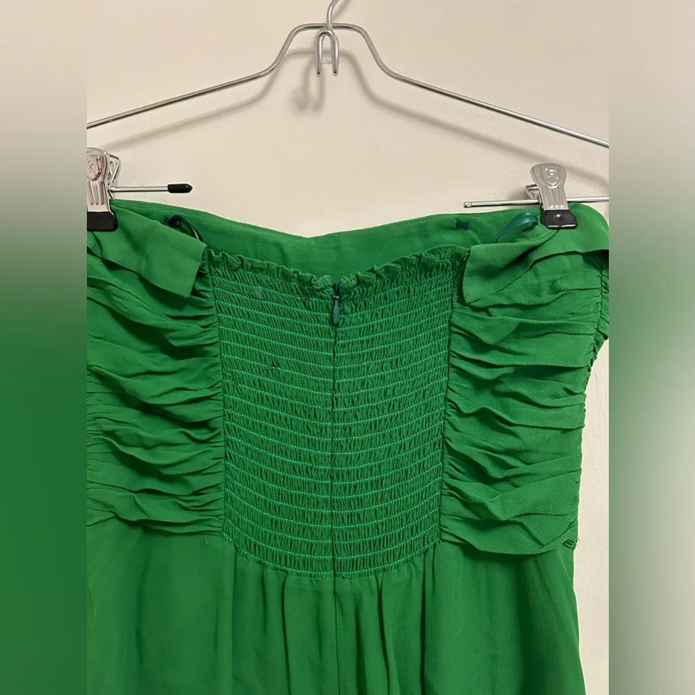 Reformation Lore Ruched Strapless Midi Dress in Kelly Green size 8 - Image 8