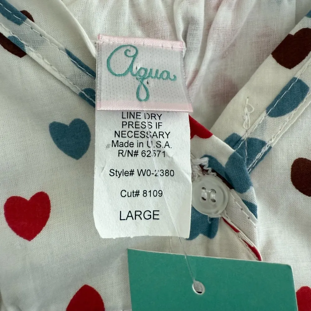 Aqua White Dress with Red and Blue Heart Pattern mini size L - Image 6