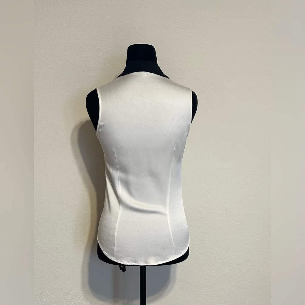 Michael Kors Black and Cream Tie Blouse - Image 3