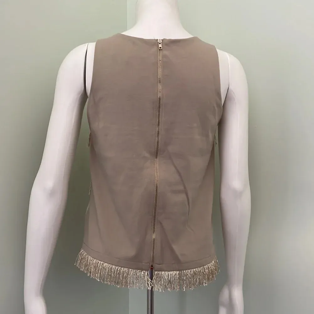 ANTHROPOLOGIE Sunday in Brooklyn Gold Stripe Fringe Top - Image 6