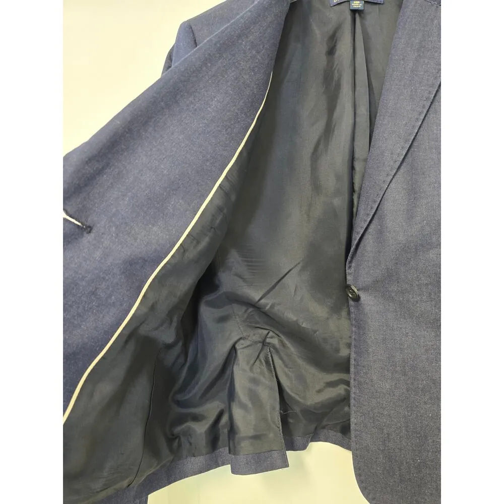 Brooks Brothers Womens 346 Denim Blazer Size 14 Petite Business Fishermans Blue - Image 5