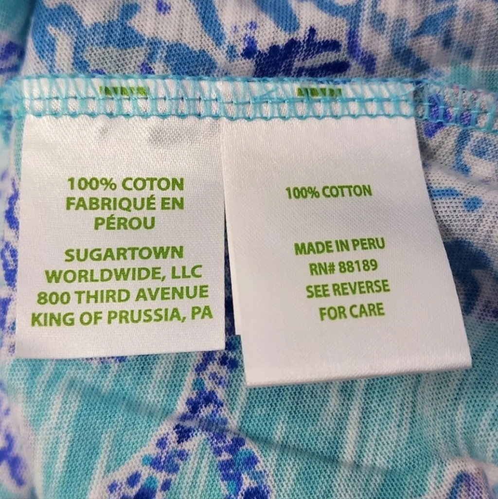 Lilly Pulitzer Etta V-Neck Blue Ibiza Now You Sea Me‎ 100% Cotton Short Sleeve - Image 10