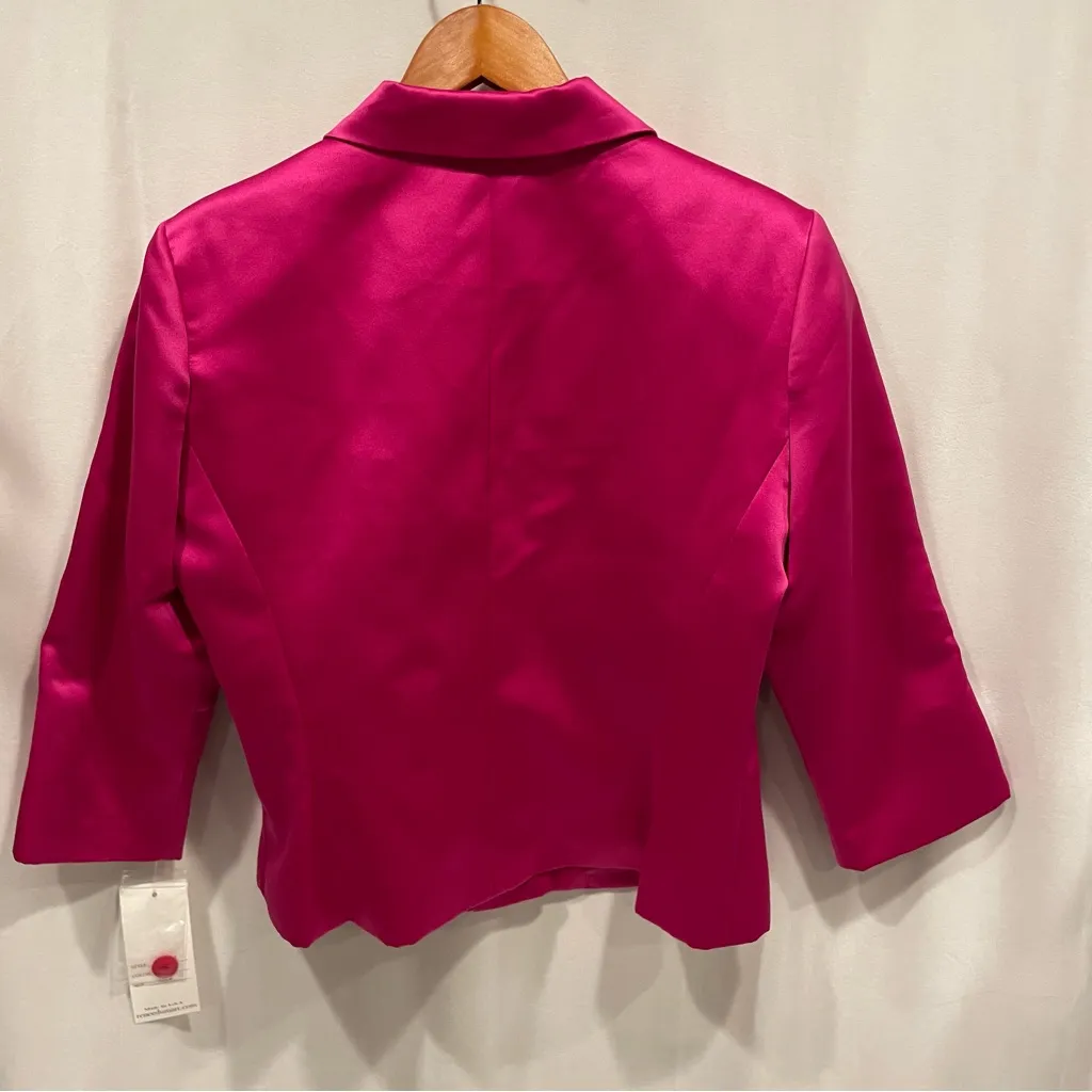 Cute Vintage 90’s Renee Dumarr saks NWT pink satin bright short luxury blazer Size 12 - Image 4