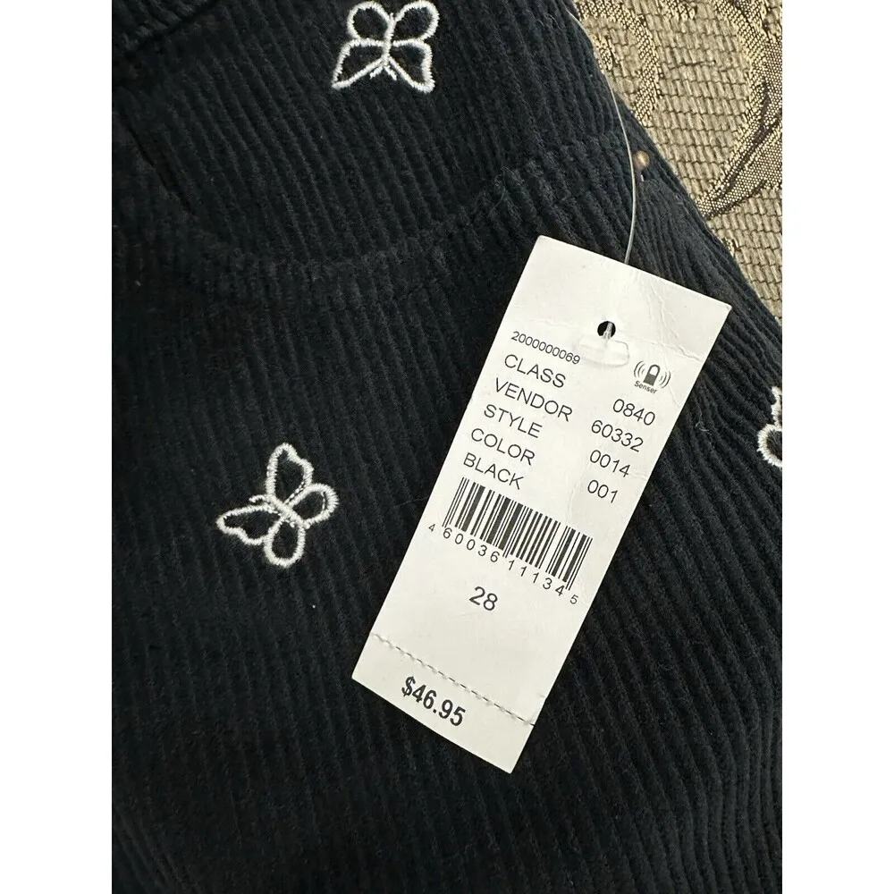 Pacsun Butterfly Corduroy Mini Skirt Size 28 Buttons Pockets Zipper - Image 4