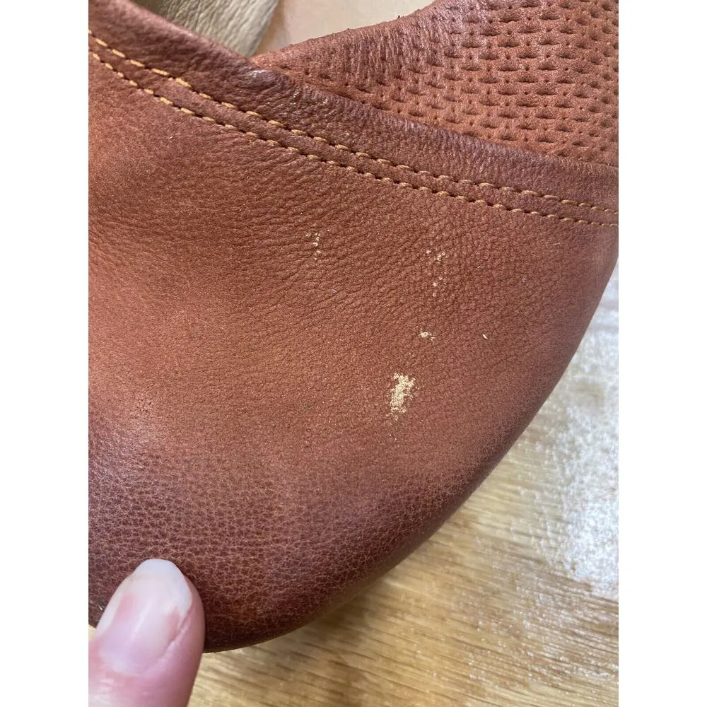 Miz Mooz Acadia Wedge Sandal Women's Size 8 Brown Leather Buckle Ankle Strap S39 - Image 4