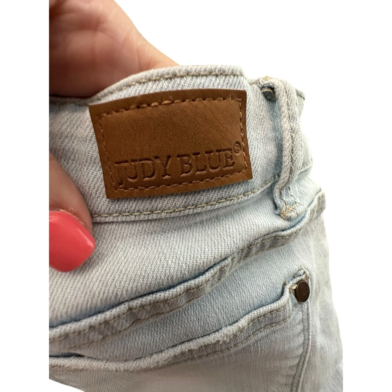 Judy Blue Shorts Women's Medium High Waist Fray Hem Cut‎ Off Light Wash #FF7-5 - Image 7