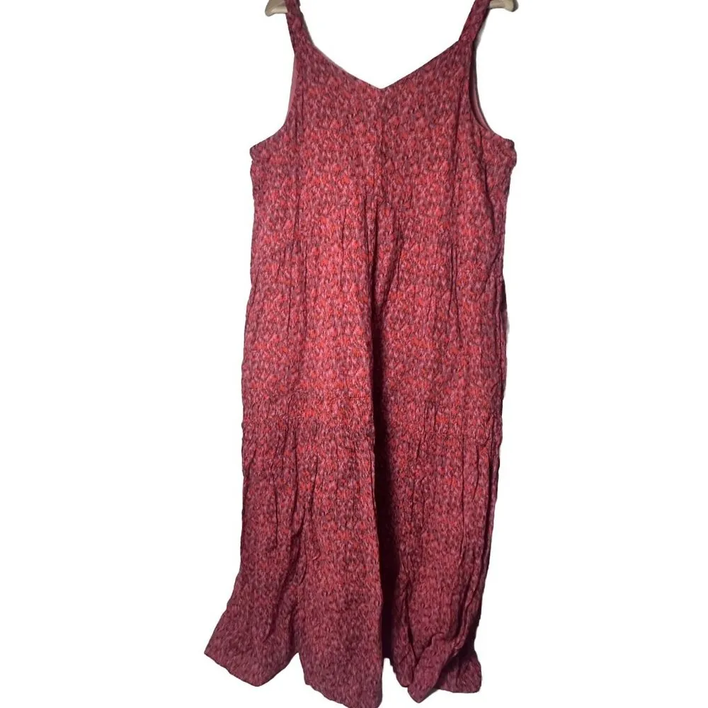 Joie Boho Tiered Maxi Dress Large Sundress Red Pink Tea Rose Sleeveless … - Image 3