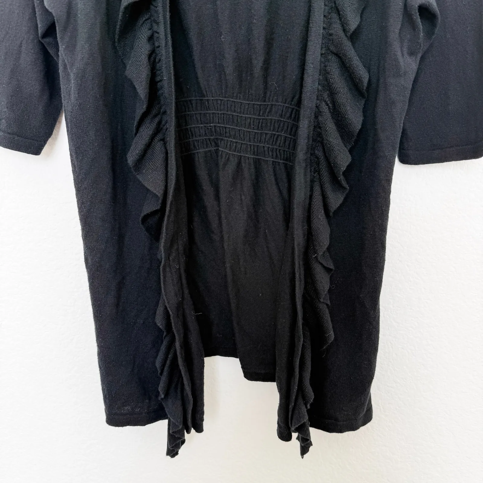 Y2K The Limited Womens Cardigan Sz L Black Ruffle Front Whimsigoth Fairy Grunge‎ - Image 4
