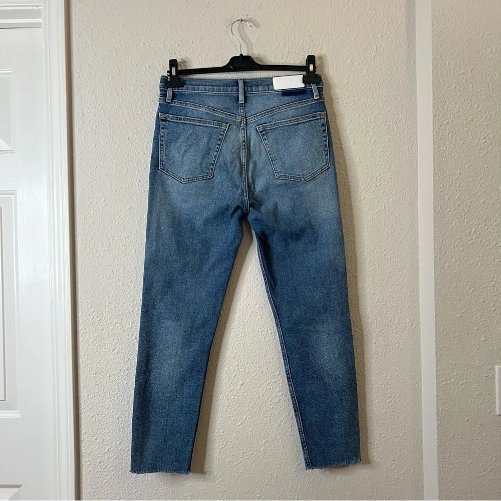 RE/DONE High Waisted Button Fly Debim Jeans Size 29 Medium Wash - Image 5
