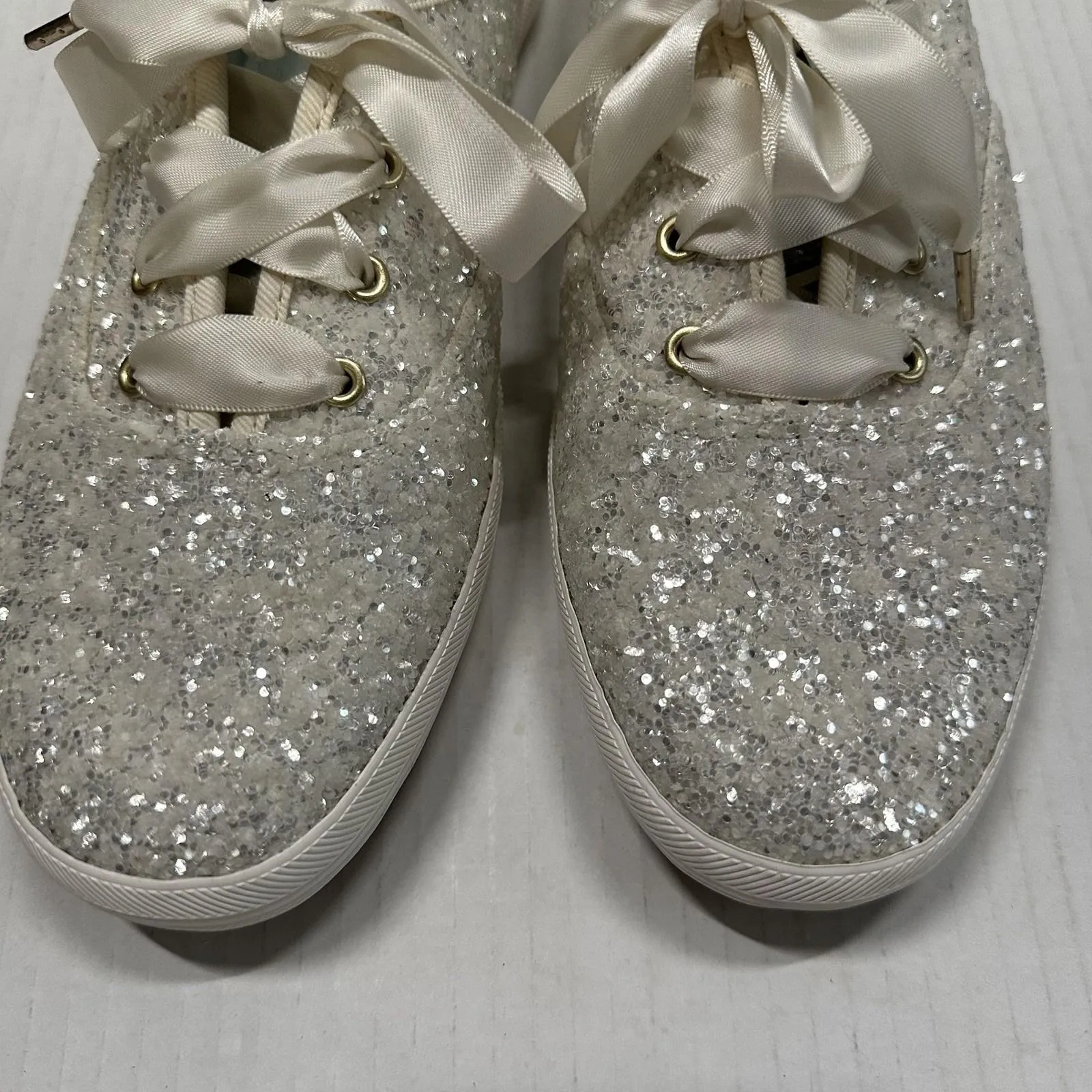 Keds x Kate Spade Glitter Shoes Womens 9 White Silver Bridal Wedding Sneakers - Image 12
