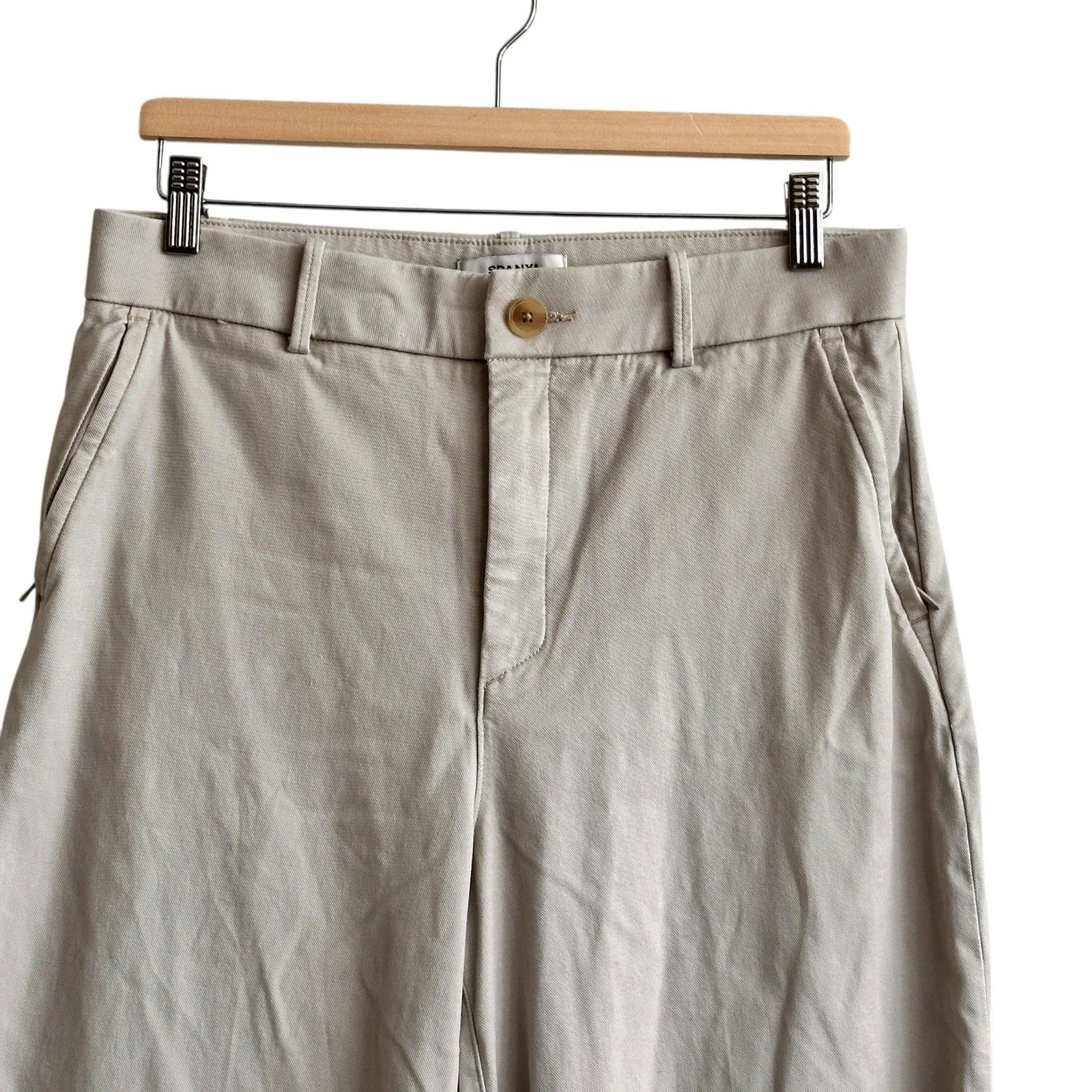 Spanx Supersmooth Stretch Twill High Rise Wide Leg Trouser Pant Beige L Tan Size L - Image 7