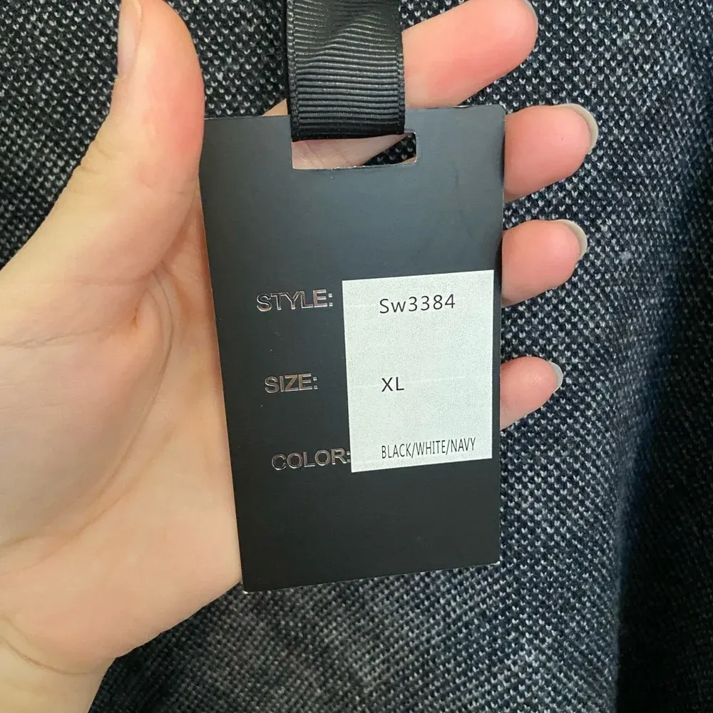 NWT | Oliver O‎ women’s twill plaid patterned open front jacket — XL Black - Image 5