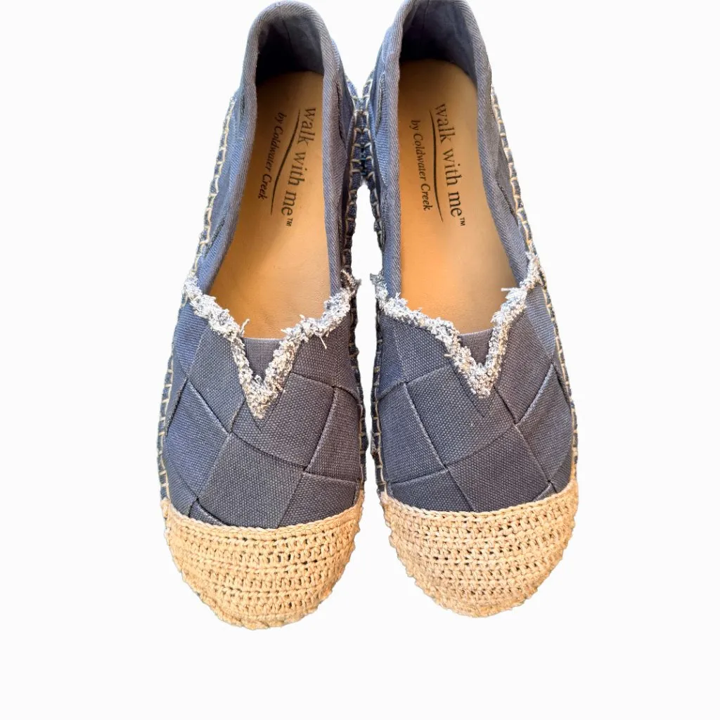 Walk With Me Coldwater Creek Espadrille Platform Flats Blue Canvas Size 7.5 Coas - Image 3