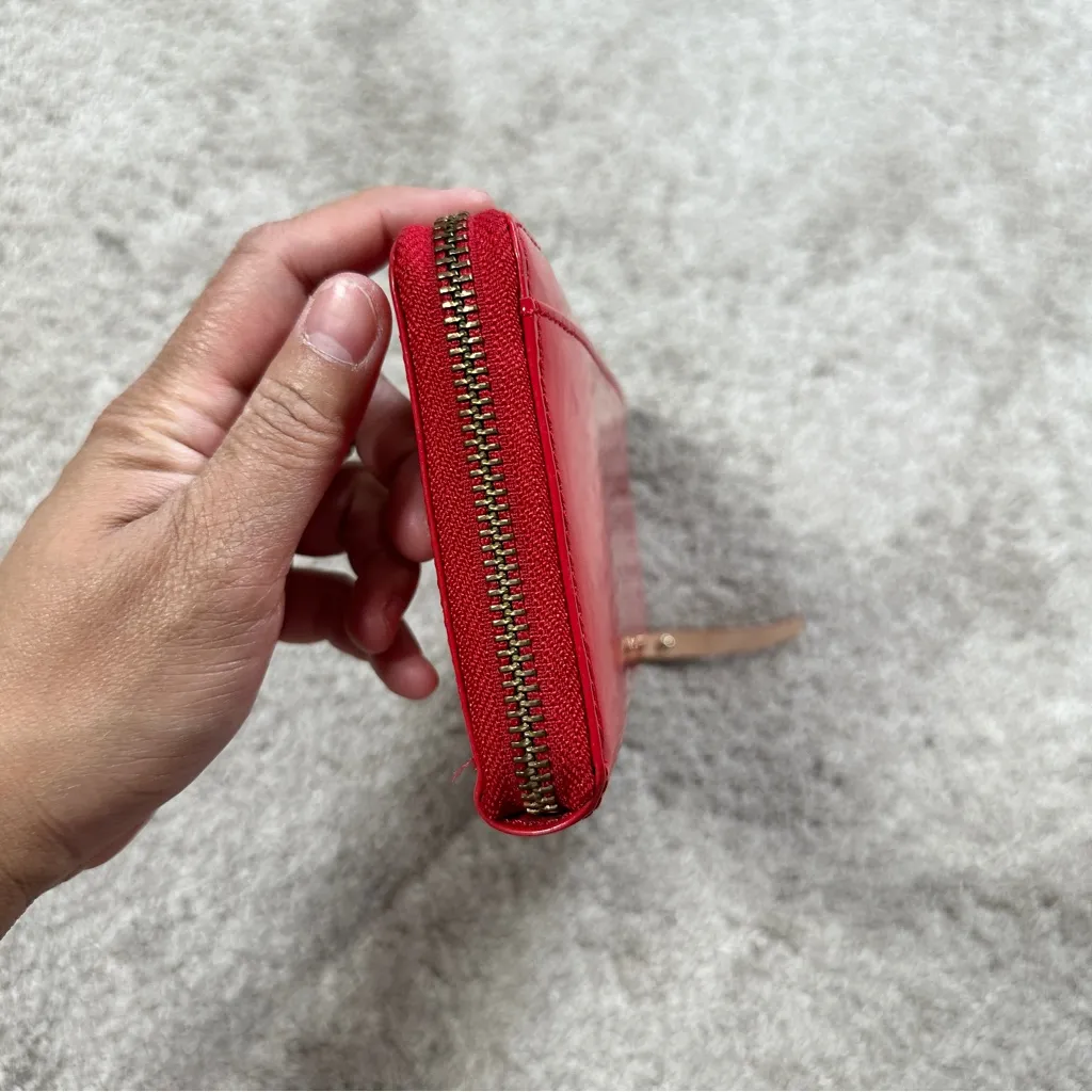 Kate Spade Women’s Red Patent Leather Zip Around Wallet - Image 4