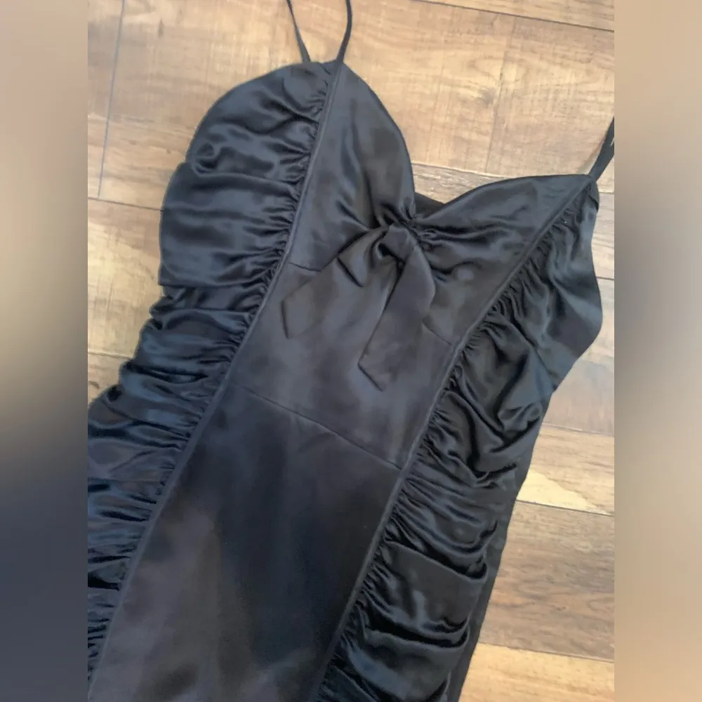 Betsey Johnson silk satin blend bow y2k ruched dress 8 $300 - Image 3
