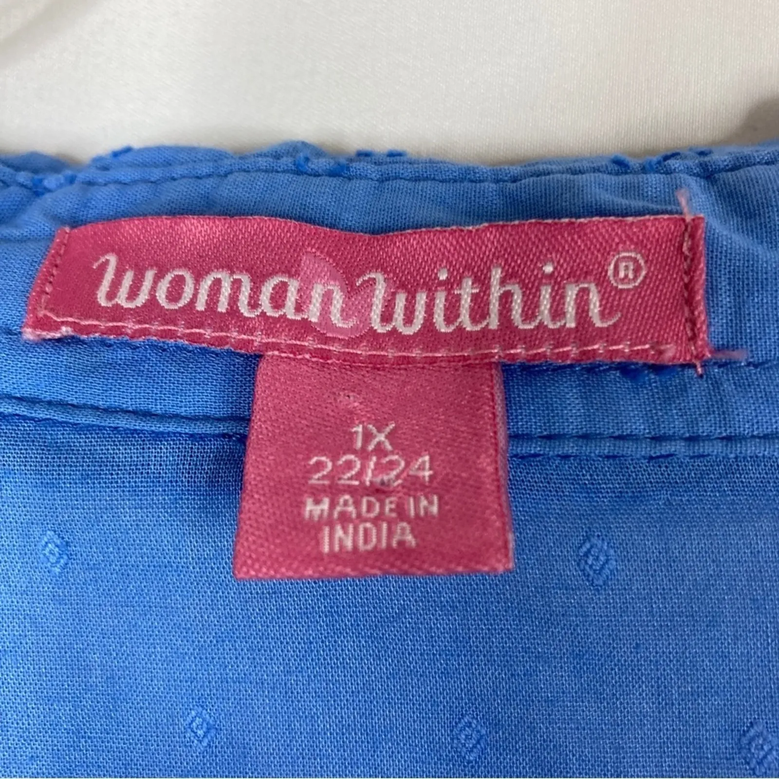 Woman Within Blue Embroidered Long Sleeve Button Up Shirt Womens 1X - Image 4