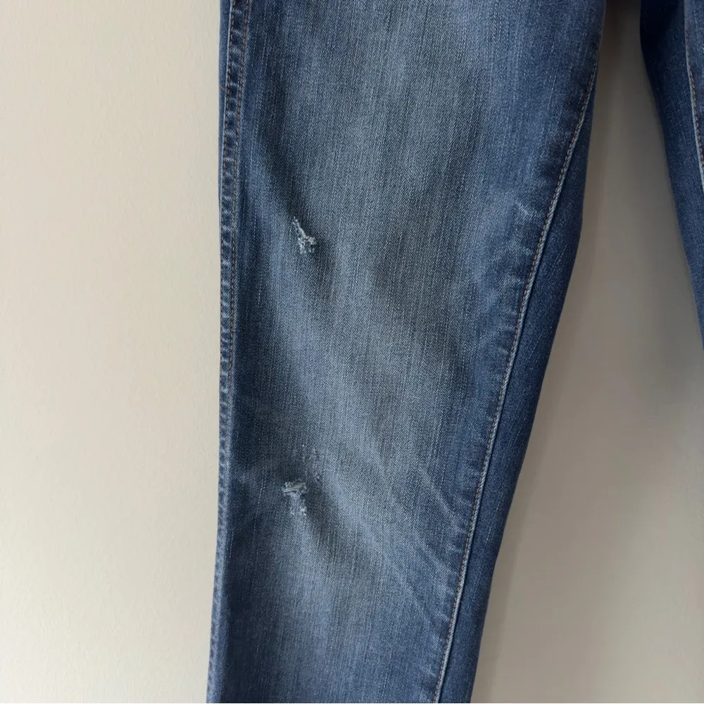 Madewell 10” High-Rise Skinny Jeans Button Fly Distressed denim casual dark Wash - Image 5