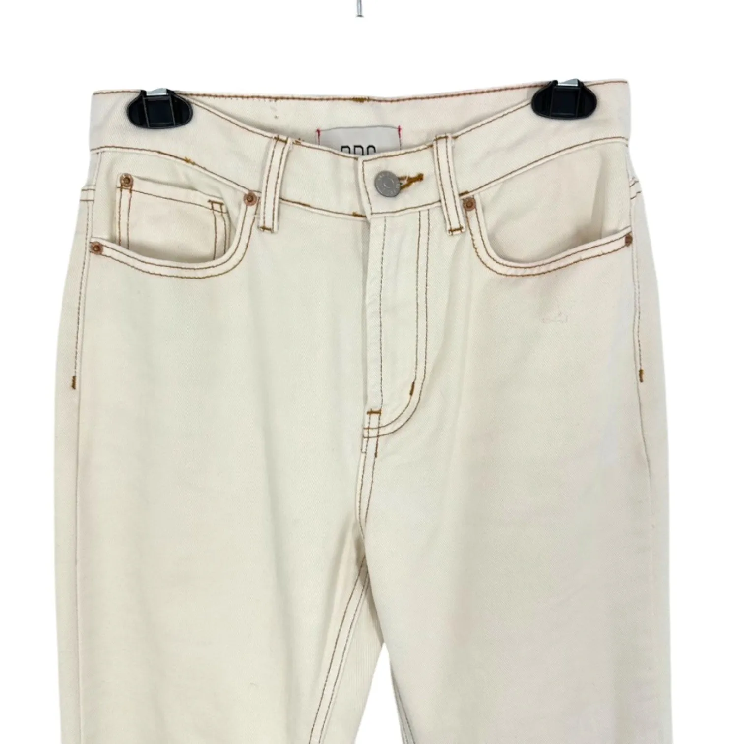 BDG Urban Outfitters Cream Loose Straight Jeans Distressed Knee Size 25‎ Casual - Image 3