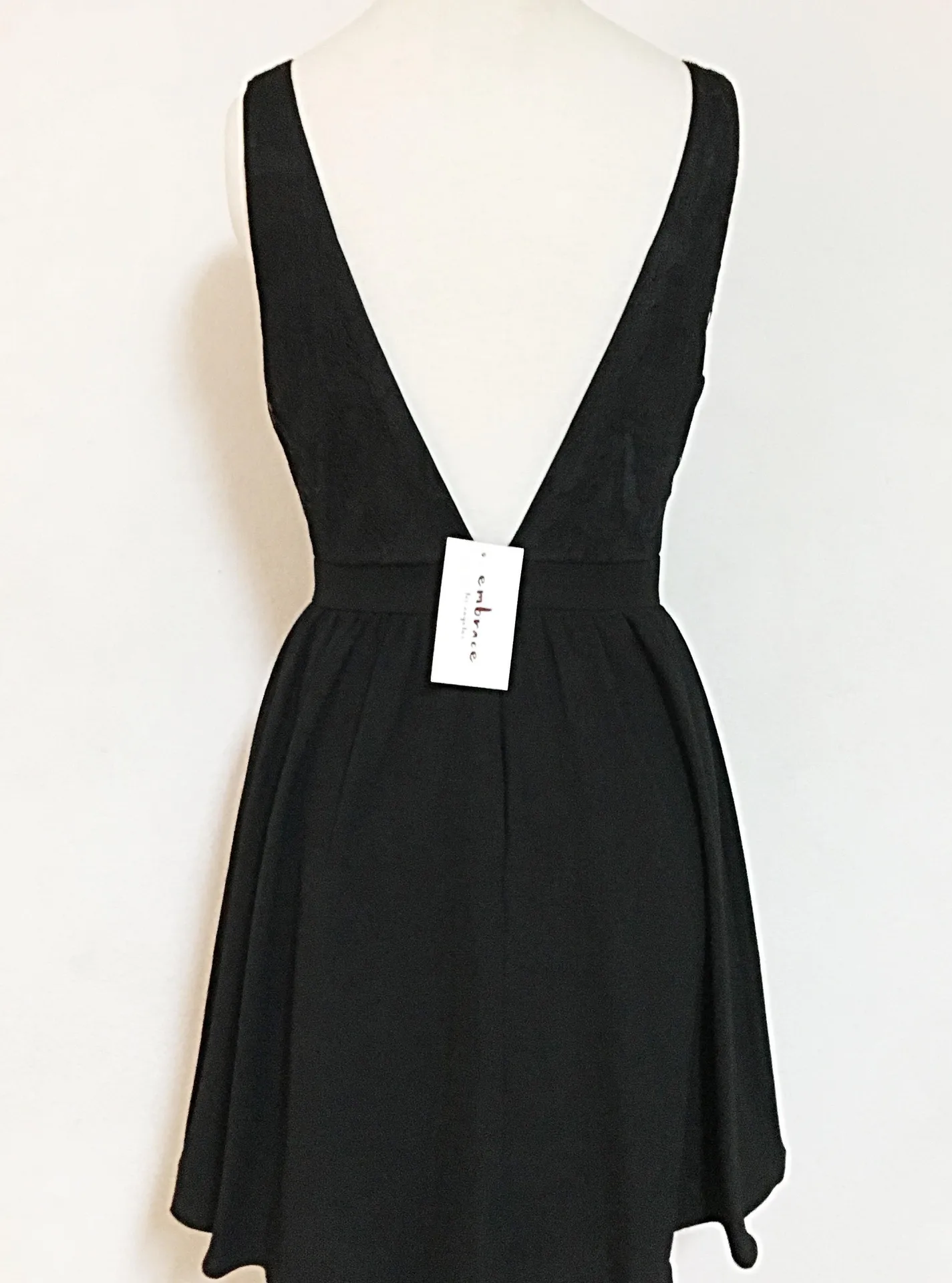 Low Cut Lace Black Formal Open Back Dress Size M - Image 2