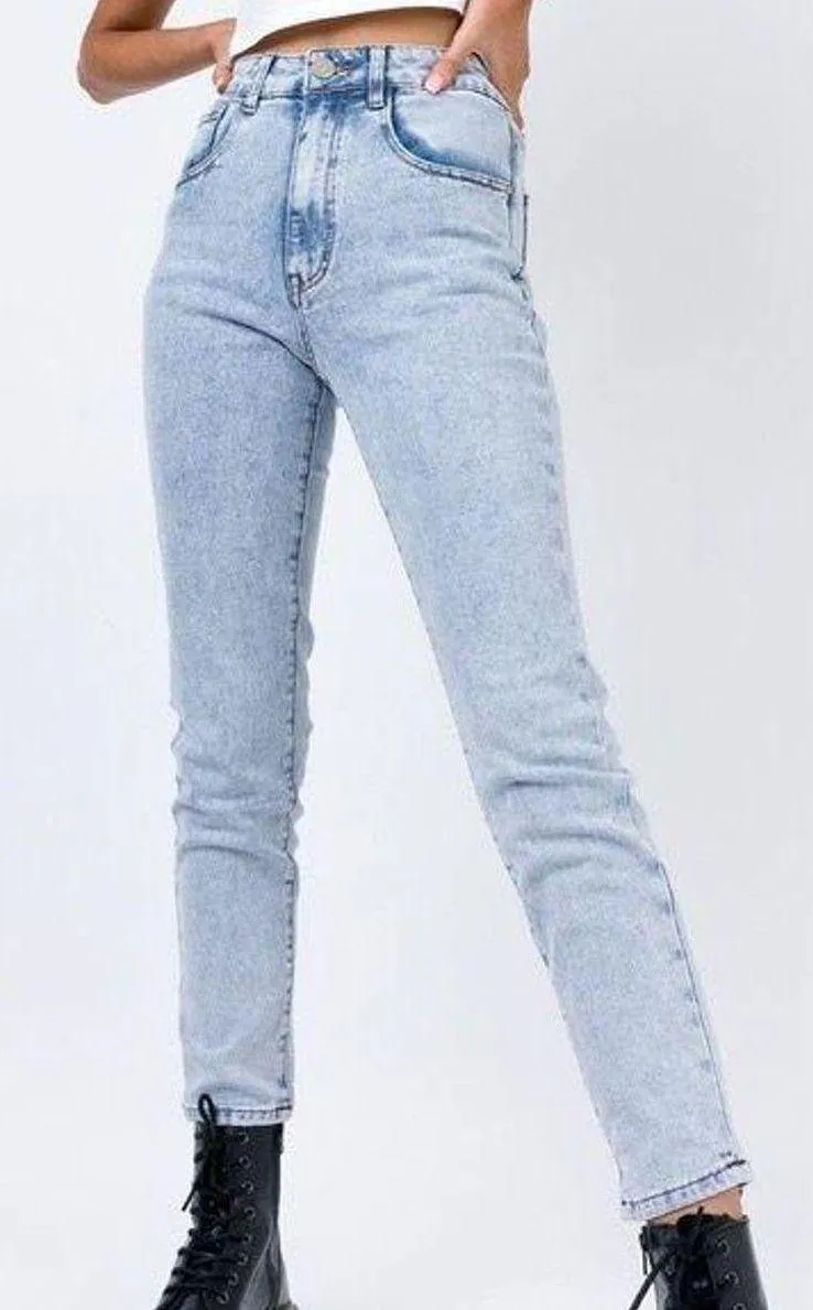 Princess Polly Careline Skinny Jeans Marble Denim - Image 3