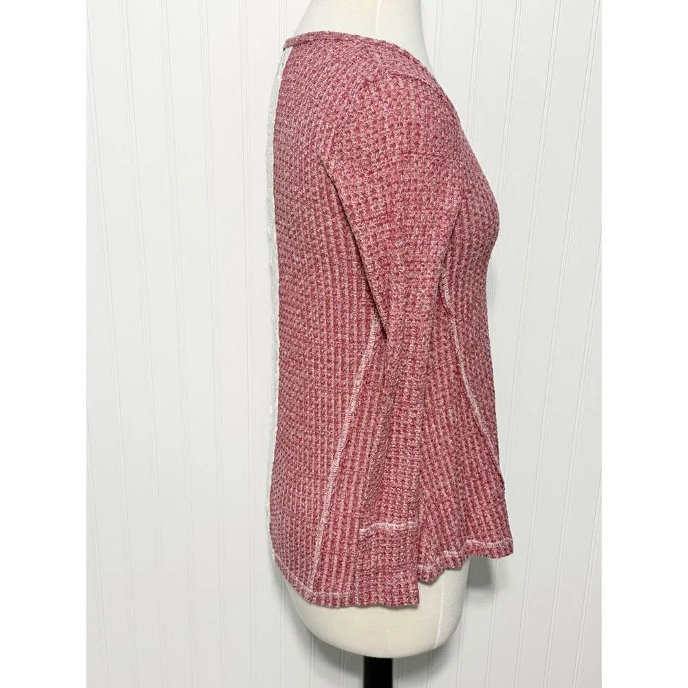 Almost Famous Knit Scoop Neck Long Sleeve Top Heather Reddish Pink Size Medium‎ - Image 7