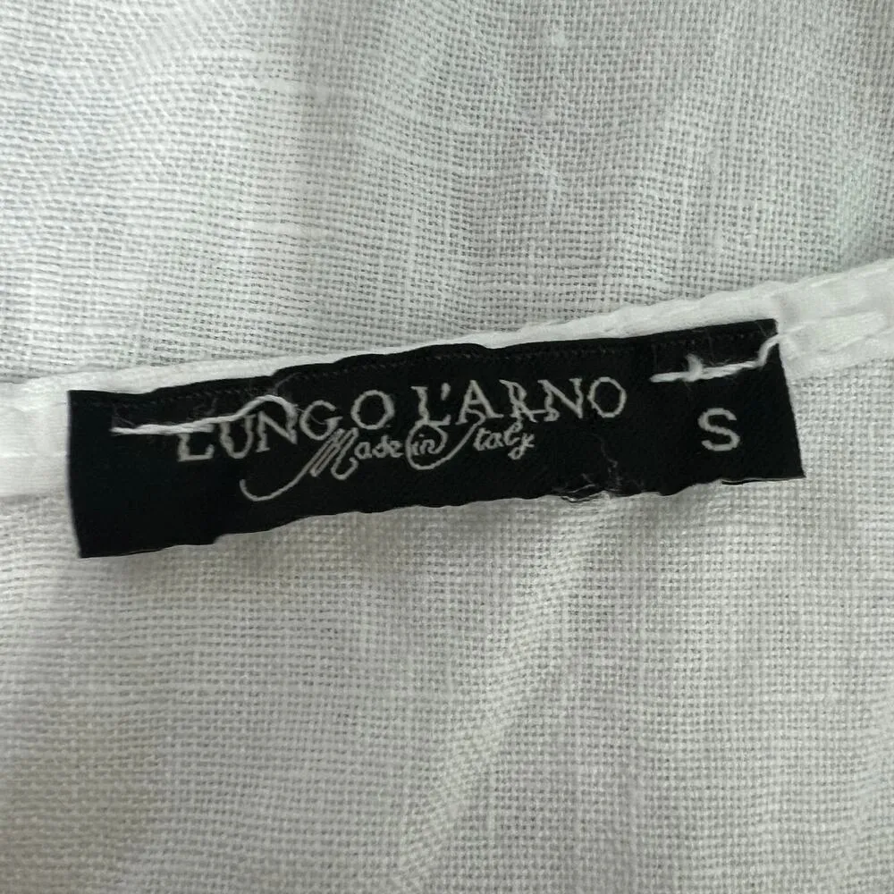 Lungo L'arno Top Womens Small Linen Quiet Luxury Lagenlook Beachy Coastal Boho White - Image 2