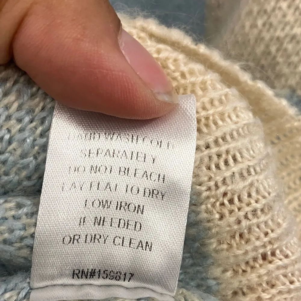 Altard State Blue & Cream Smiley Face Dolman Sleeve Oversized Sweater Small #716 - Image 6