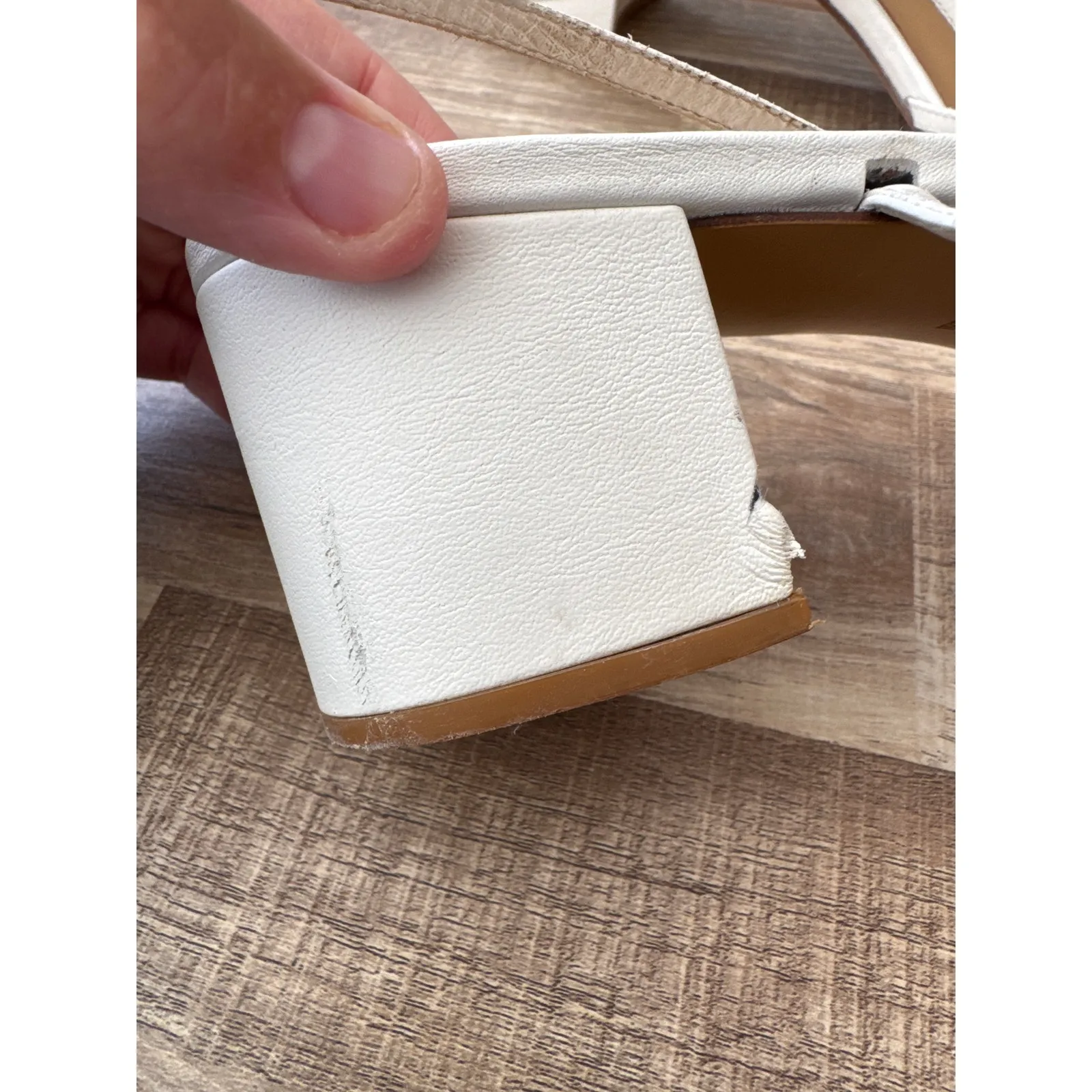 Women's Reformation Eleanora Sling Back Block Heel Sandal in White size 10 70s - Image 4