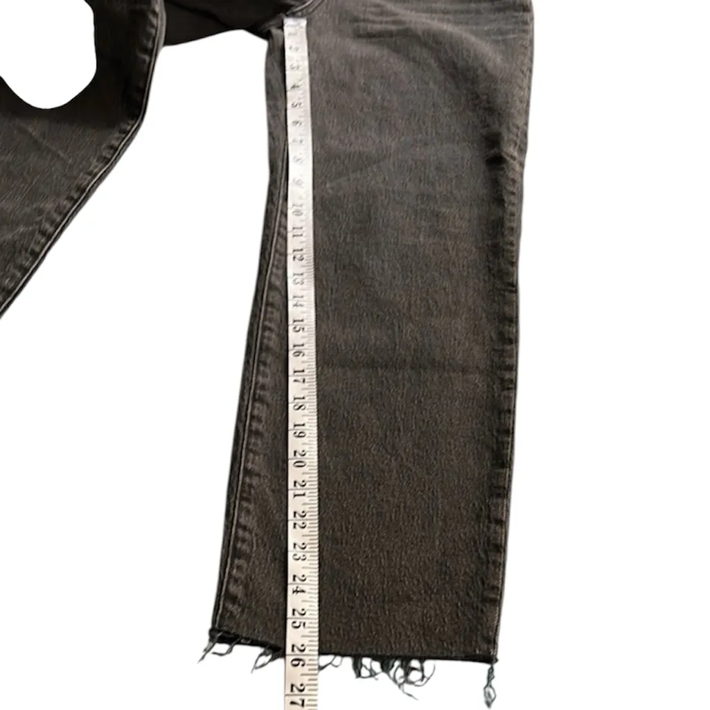 Madewell Black Straight Leg Women's Raw Distressed Hem Jeans New w/ Tags - Image 4