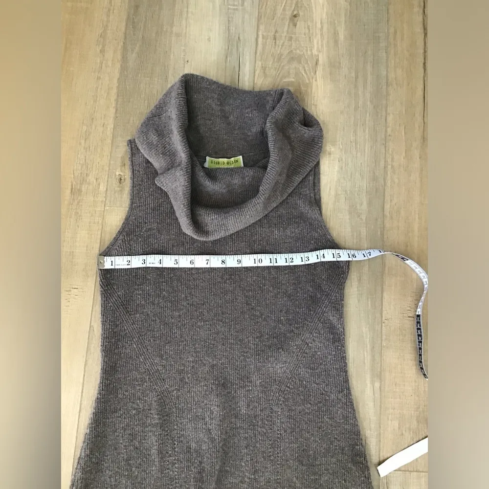 Sigrid Olsen Womens Sweater M Brown Cowl Neck Lambswool Blend - Image 4