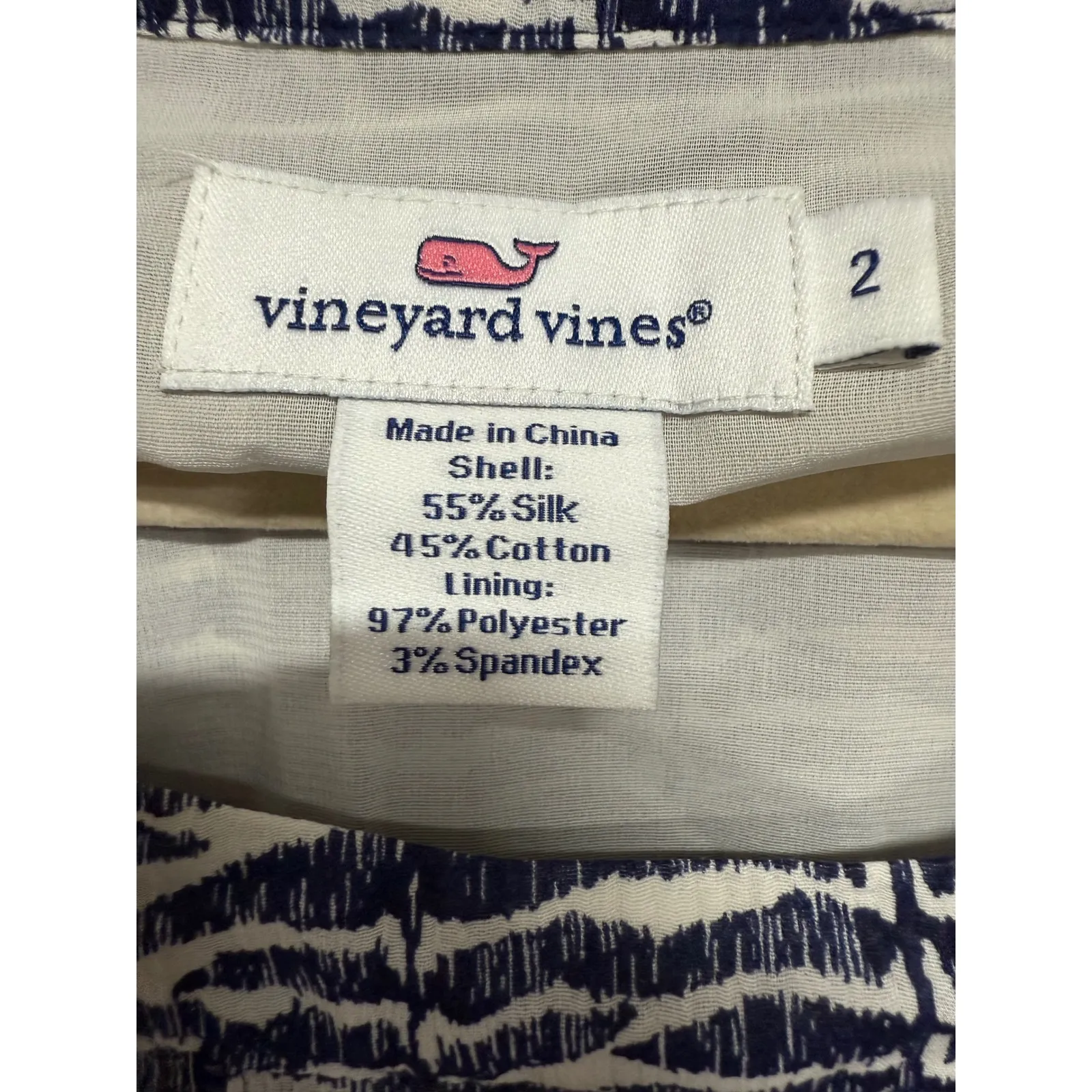Vineyard Vines Blue Striped Women's Blouse Silk Cotton Blend Size 2 Preppy - Image 5