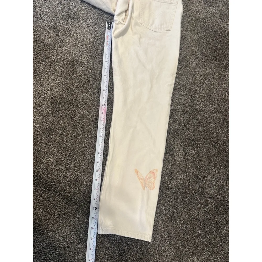Levi's 501 White High Rise Straight Leg Butterfly Jeans Size 28 - Image 11
