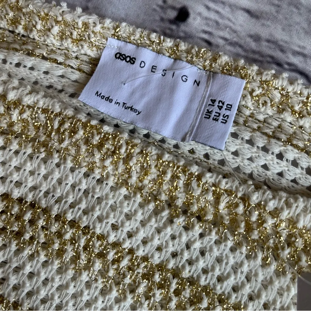 ASOS DESIGN Glitter Stitch Crochet Mini Dress Cover Up Top New NWT Metallic Mesh - Image 12