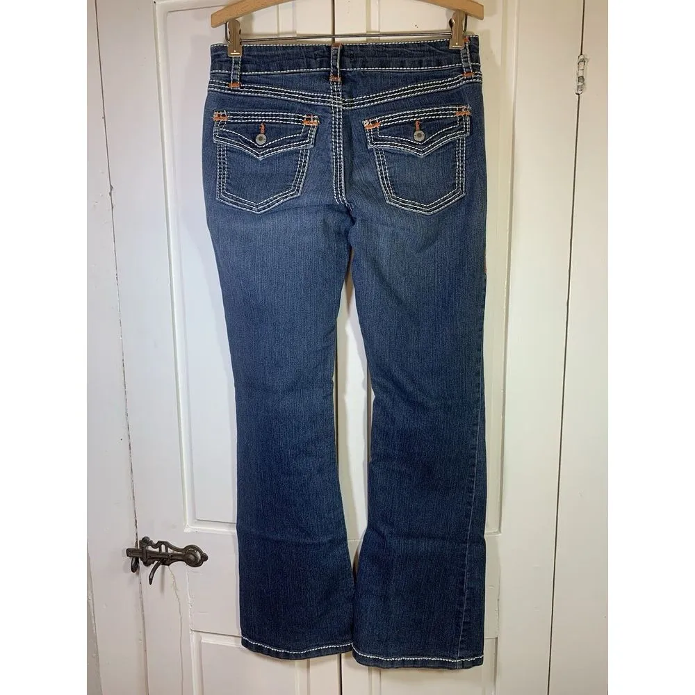 Bongo Jeans‎ Size 7 Women's Boot Cut Embroidered Blue Denim Y2K Festival Western - Image 3