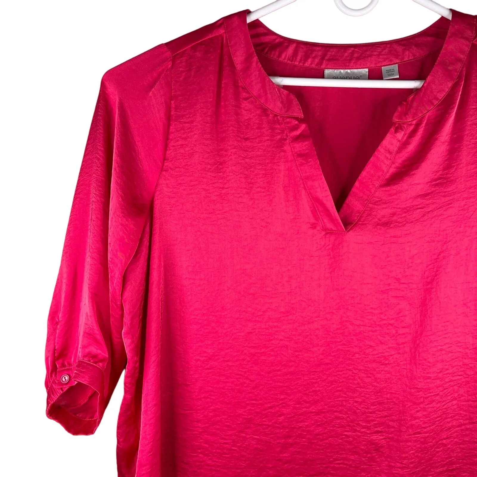 Avenue Silky Blouse Top Fuchsia 22/24 Hi-Lo 3/4 Sleeves - Image 3